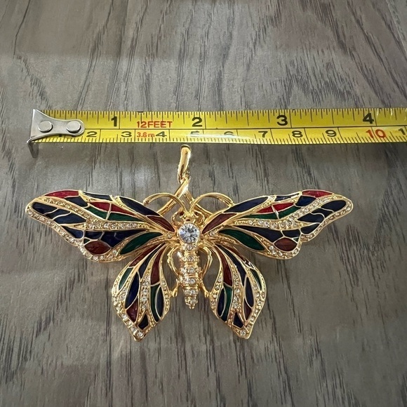 JBK Camrose Kross Rhinestone Enamel Butterfly Brooch - Picture 5 of 5